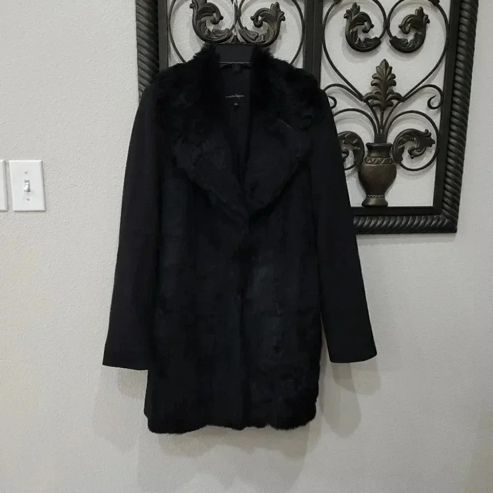 Nanette Lepore Luscious Rabbit Fur Knit Coat